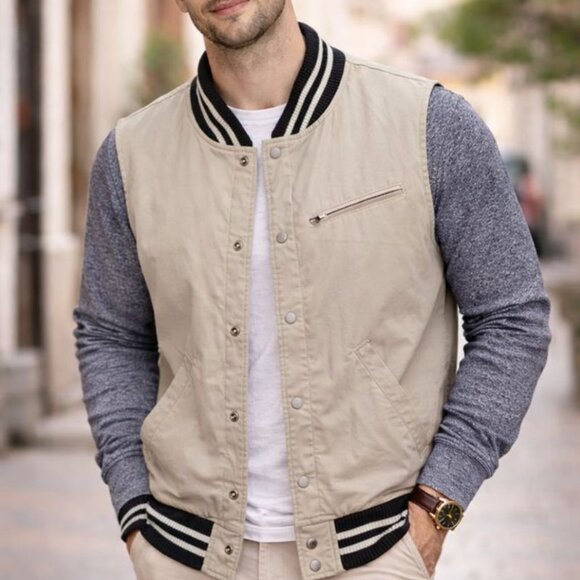 Five Four Other - NEW Five Four Mens Taupe Tan Rubber Ducks Lined Vest Button Up Jacket Size L